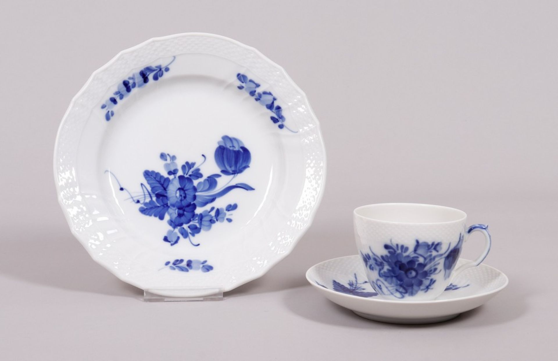 Kaffeeservice, Royal Copenhagen, Dänemark, Form "Ozier", Dekor "Blaue Blume", 2. Hälfte 20.Jh., 22- - Bild 4 aus 6