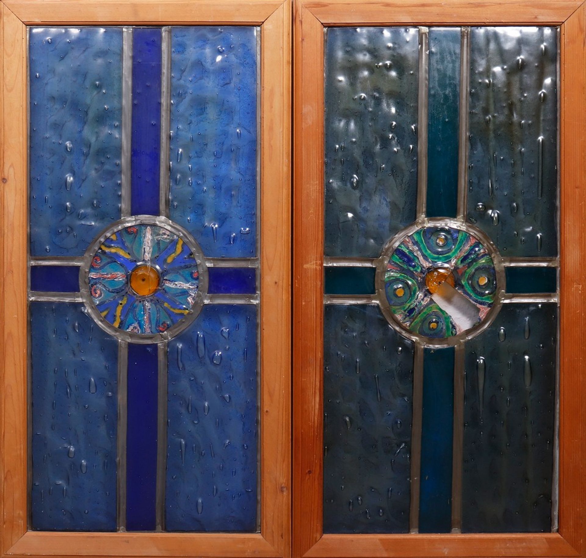 Pair of Art Deco stained glass windows, probably German, 1920s/30s - Image 2 of 4