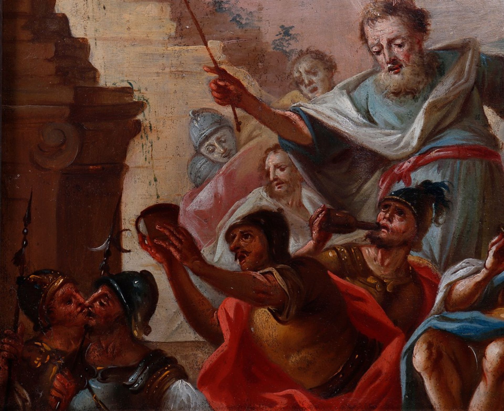 Moses schlägt den Stab an einen Brunnen, umgeben von einer Menschenmenge, Anonym  - Bild 3 aus 4