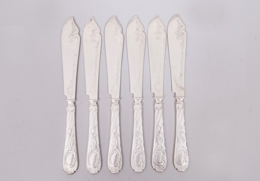 Fish cutlery for 6 people, 800 silver, Wilkens, c. 1900, 12 pieces - Image 3 of 8