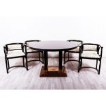 4 Armlehnstühle mit Tisch, Entwurf Josef Hoffmann, Ausführung Wittmann, Österreich, 1980er Jahre