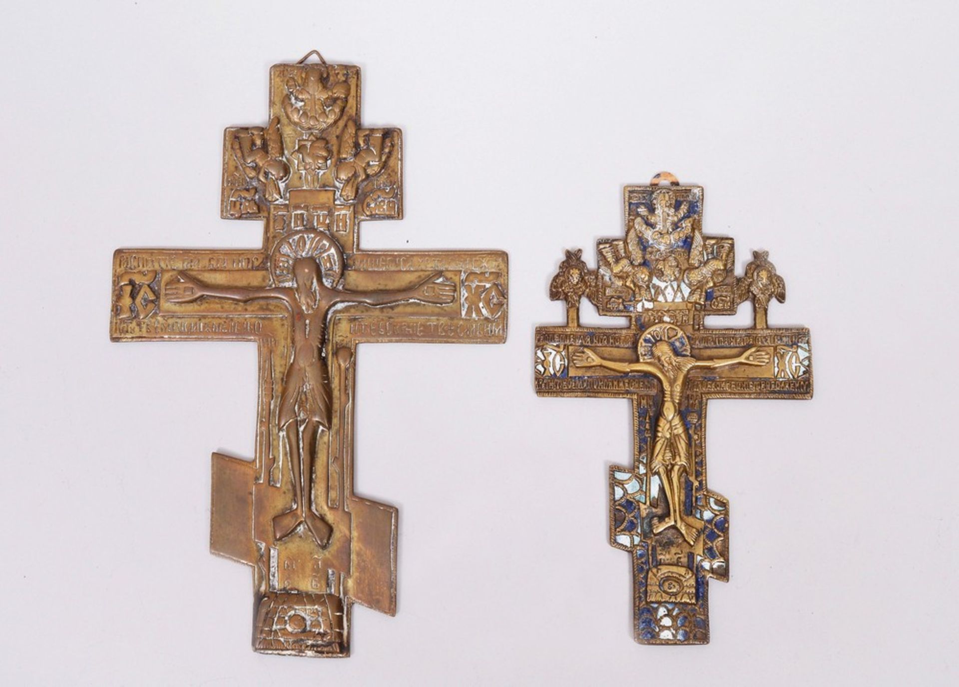 2 orthodoxe Segenskreuze, Russland, wohl 18.Jh.