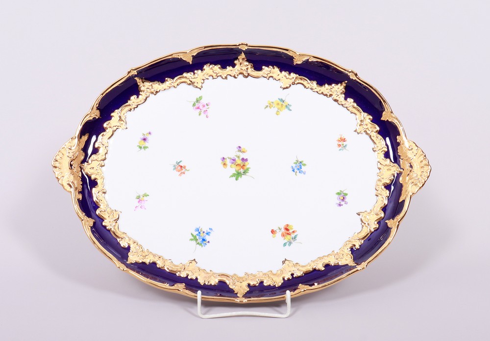 Coffee service for 6 persons, Meissen, B-shape, cobalt blue background, 2nd half 20th C. - Image 10 of 11