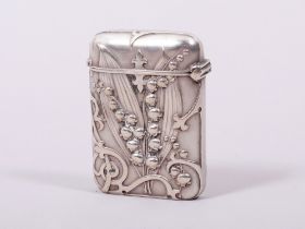 Art Nouveau matchbox, silver, probably France, c. 1900