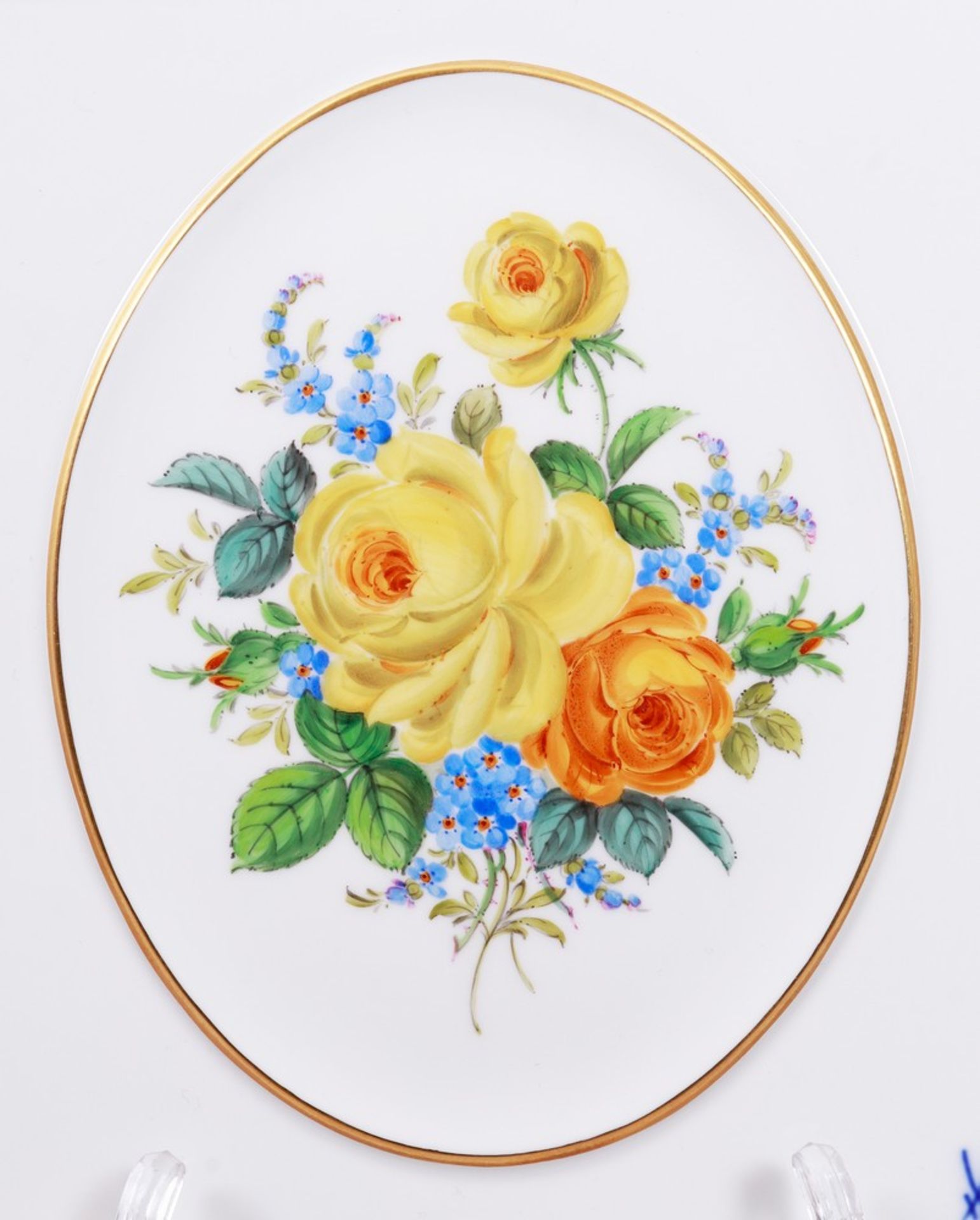 2 wall plaques, Meissen, “German Flower” decor, 20th C. - Image 5 of 7