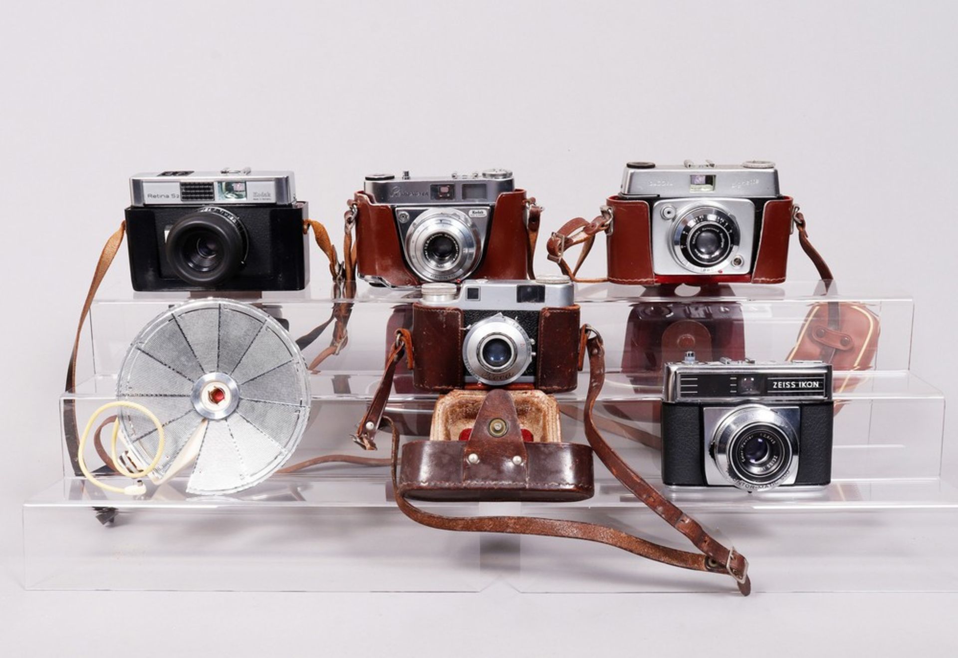 5 Sucherkameras, Zeiss/Iloca/Kodak, 1950er/60er Jahre