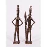 Pair of figurative bronzes, probably Benin, 20th C.