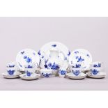 Coffee service for 8 persons, Royal Copenhagen, Denmark, “Blue Flower” decor with relief decoration