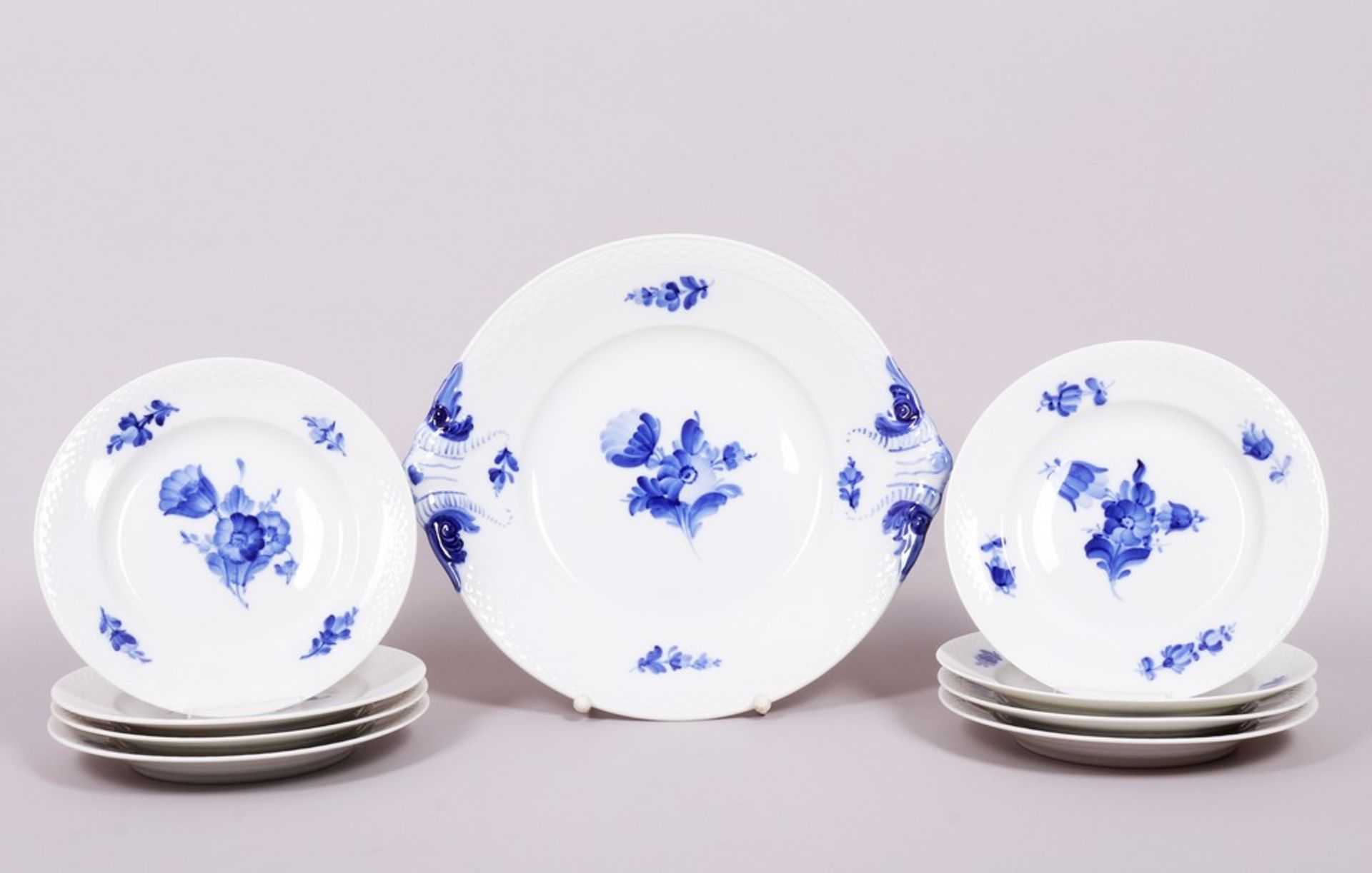 Coffee service for 8 persons, Royal Copenhagen, Denmark, “Blue Flower” decor with relief decoration - Image 3 of 8