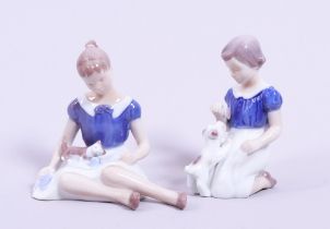 Mädchen mit Hündchen und "Birgitte" mit Kätzchen, beide Entwürfe Vita Thymann für Bing & Gröndahl,