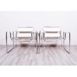 Pair of armchairs, probably Italy, 20th C., in the style of Marcel Breuer