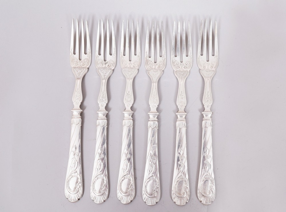 Fish cutlery for 6 people, 800 silver, Wilkens, c. 1900, 12 pieces - Image 2 of 8