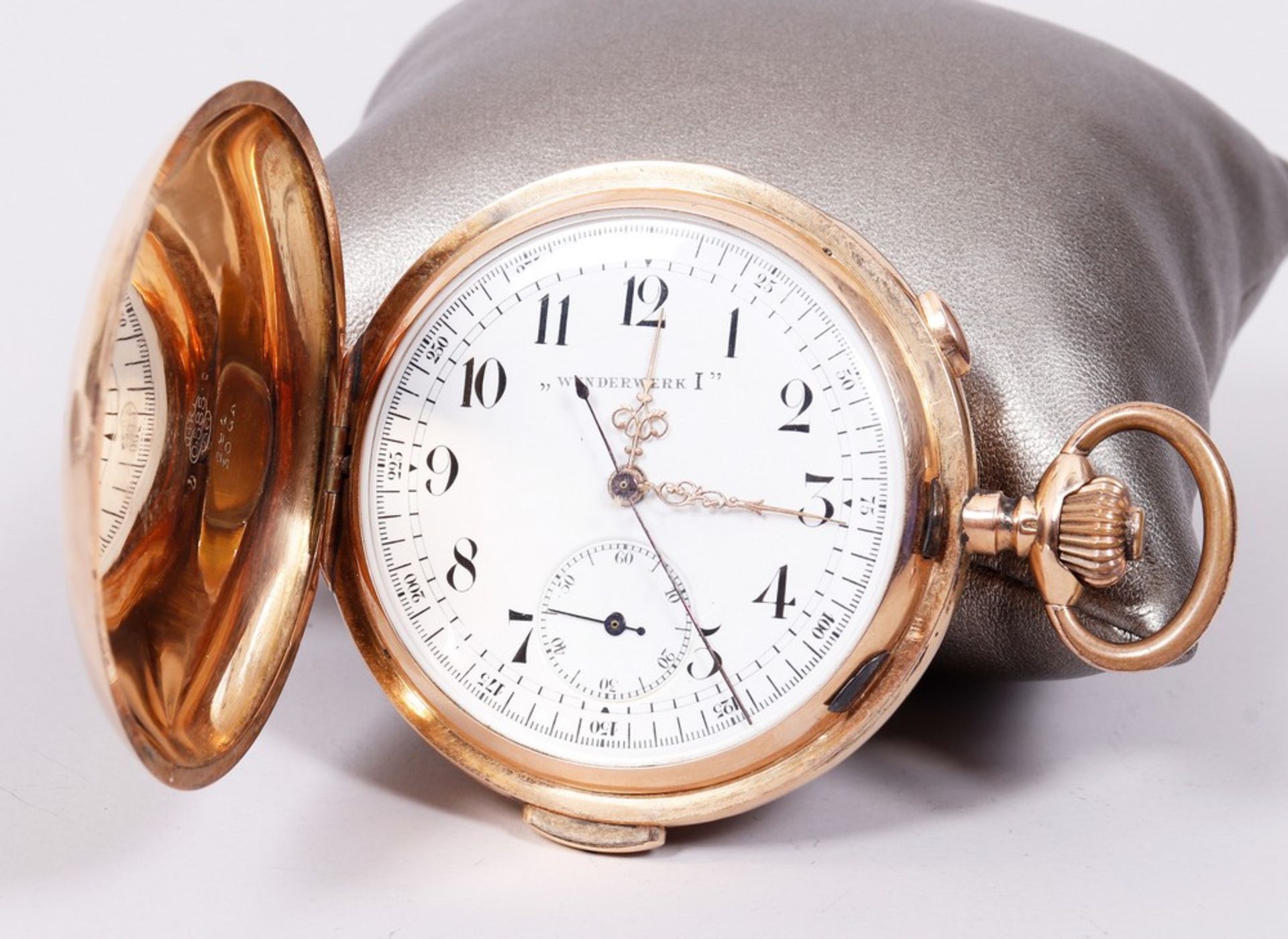 Taschenuhr mit Repetition und Stoppuhr, 585 Gold, Wunderwerk I, um 1900