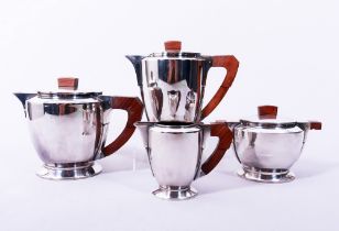 Art Deco coffee/tea set, silverplate, Christofle, France, 1st half 20th C., 4 pieces