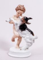 Putto with fawn, design Max Hermann Fritz for Rosenthal, Kunstabteilung Selb, 1st half 20th C.