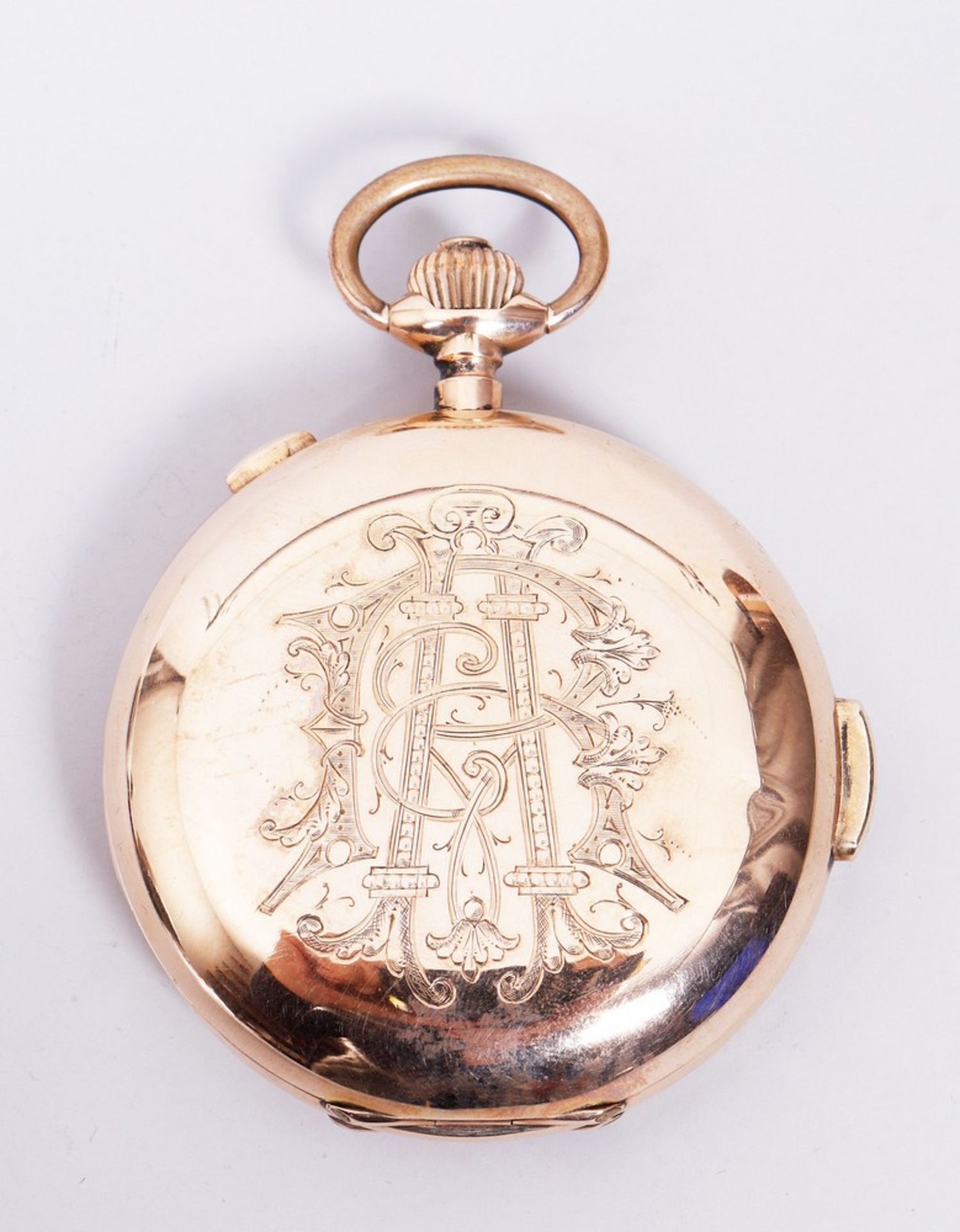 Taschenuhr mit Repetition und Stoppuhr, 585 Gold, Wunderwerk I, um 1900 - Bild 3 aus 7
