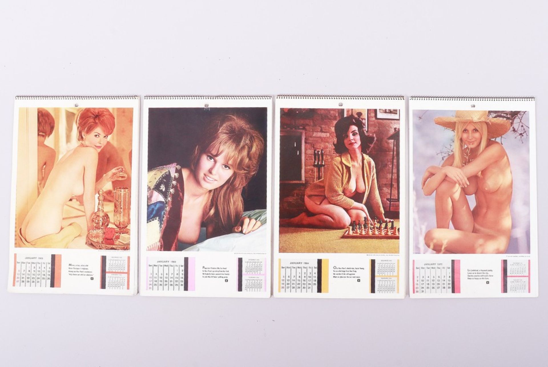 4 Playboy wall calendars, 1963, 1964, 1965, 1972