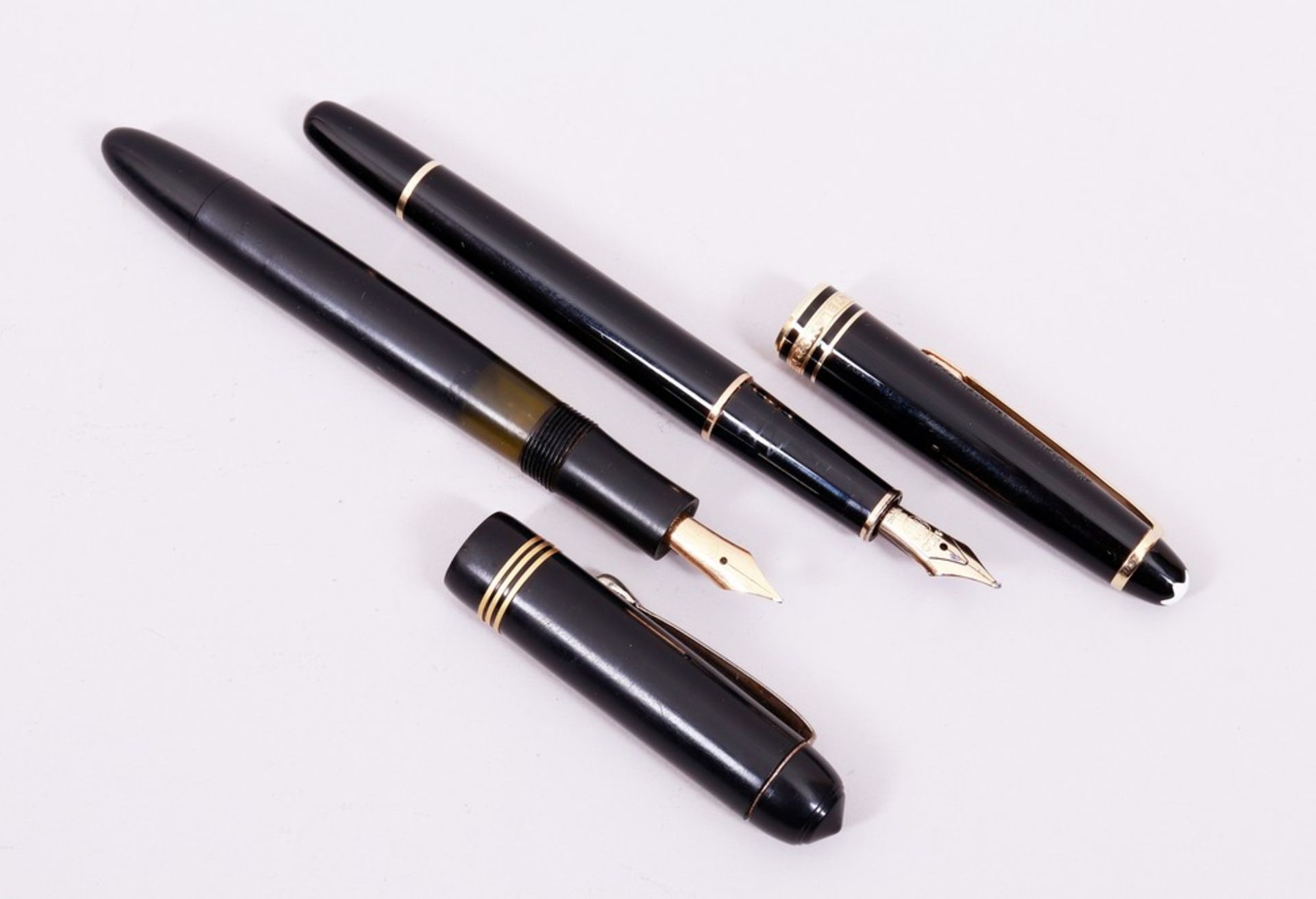 2 fountain pens, Rex/Montblanc, middle/2. Half 20th C.