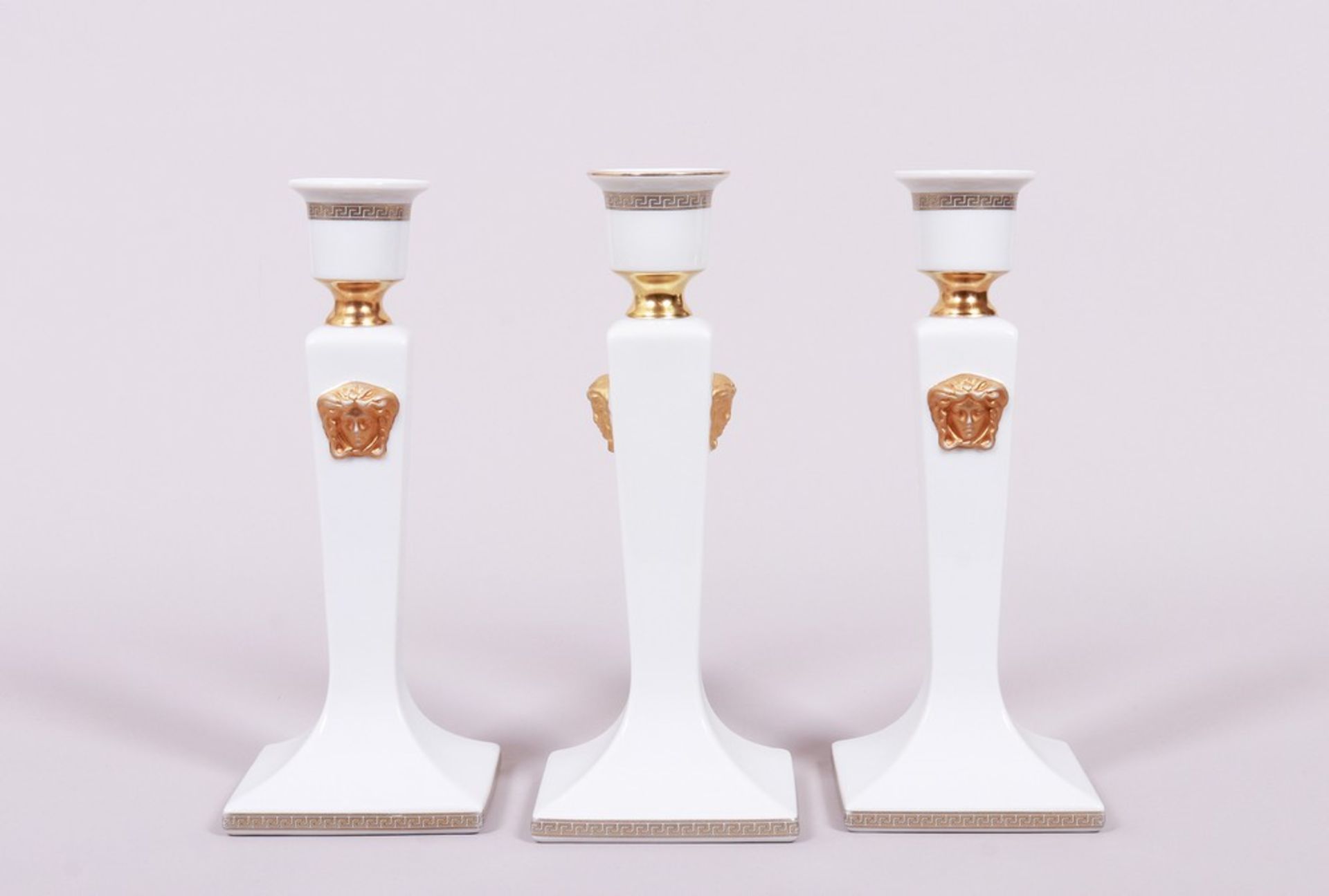 Footed bowl and three candlesticks, design “Ikarus” by Paul Wunderlich/decor “Gorgona” by Gianni Ve - Image 5 of 7