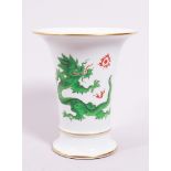 Funnel vase, Meissen, “Green Court Dragon” decor, 20th C.