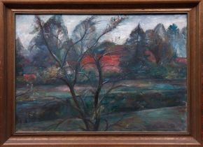 Expressionistische Landschaft mit Gehöft, wohl 1942