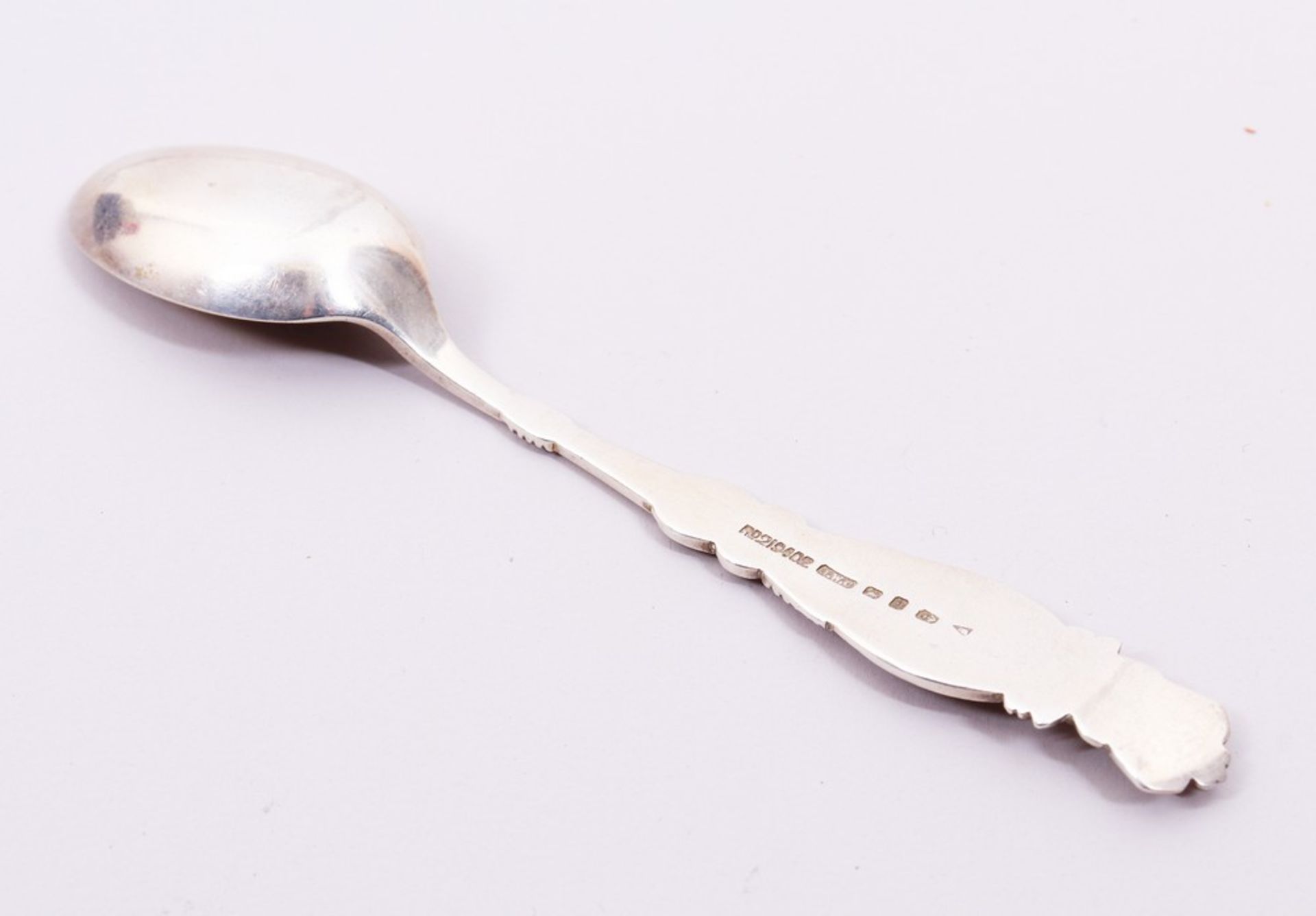 11 coffee spoons and sugar tongs in box, 925 silver, John William Caldicott, Birmingham, c. 1890-91 - Image 4 of 8