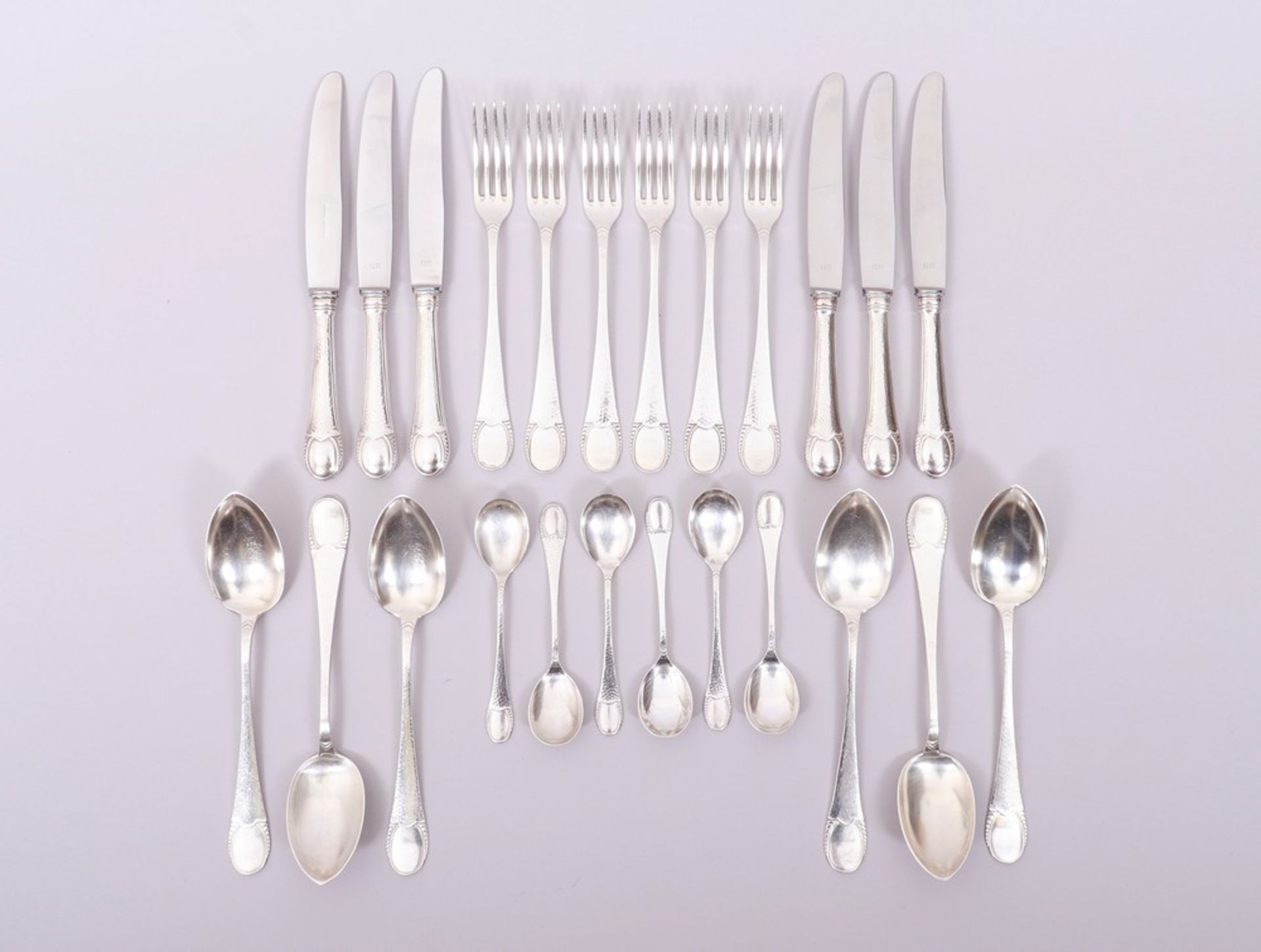 Cutlery for 6 people, 800 silver, Robbe & Berking, Flensburg, 1st half 20th C., 24 pieces