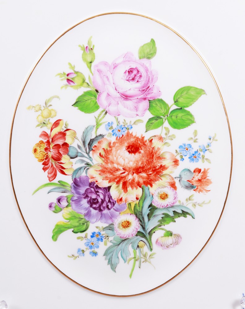 2 wall plaques, Meissen, “German Flower” decor, 20th C. - Image 3 of 7