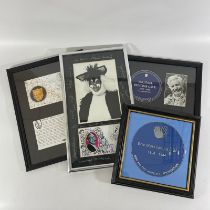 Two framed Blue plaques of Eric Morecombe and Michael Bentine.  A comic heritage signed First Day