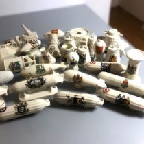 Approximately 42 Crested China items, mainly relating to Zeppelins Armoured Cars.  Including 2