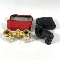 A pair of Carton mother of pearl opera glasses and a Carl Zeiss Turmon 8 x 21 monocular, both