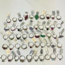 A collection of 50 Sterling Silver gem set rings, by Gemporia. To include emerald, peridot,