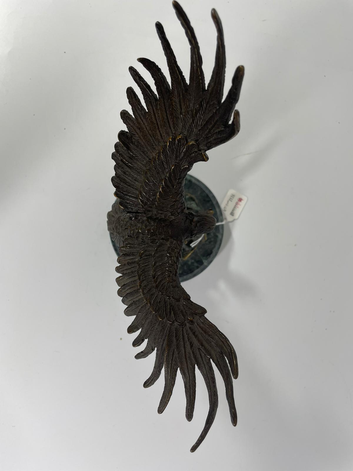 A bronze group of an eagle about to catch a leaping salmon. Approximately 25cm tall with good - Image 2 of 7