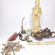 A Collection of 20th century Oriental items to include a large Blanc de Chine porcelain figure of