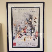 A late 1980s, early 1990s Royal Opera House framed "season" poster. "A Celebration of Mozart".