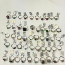 A collection of 50 Sterling Silver gem set rings. By Gemporia, many with as new tags on. To