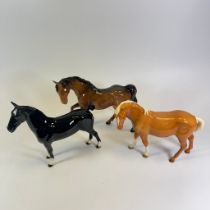 17 Beswick and Royal Horses and lion figures. All good condition except one horse with chip to ear.