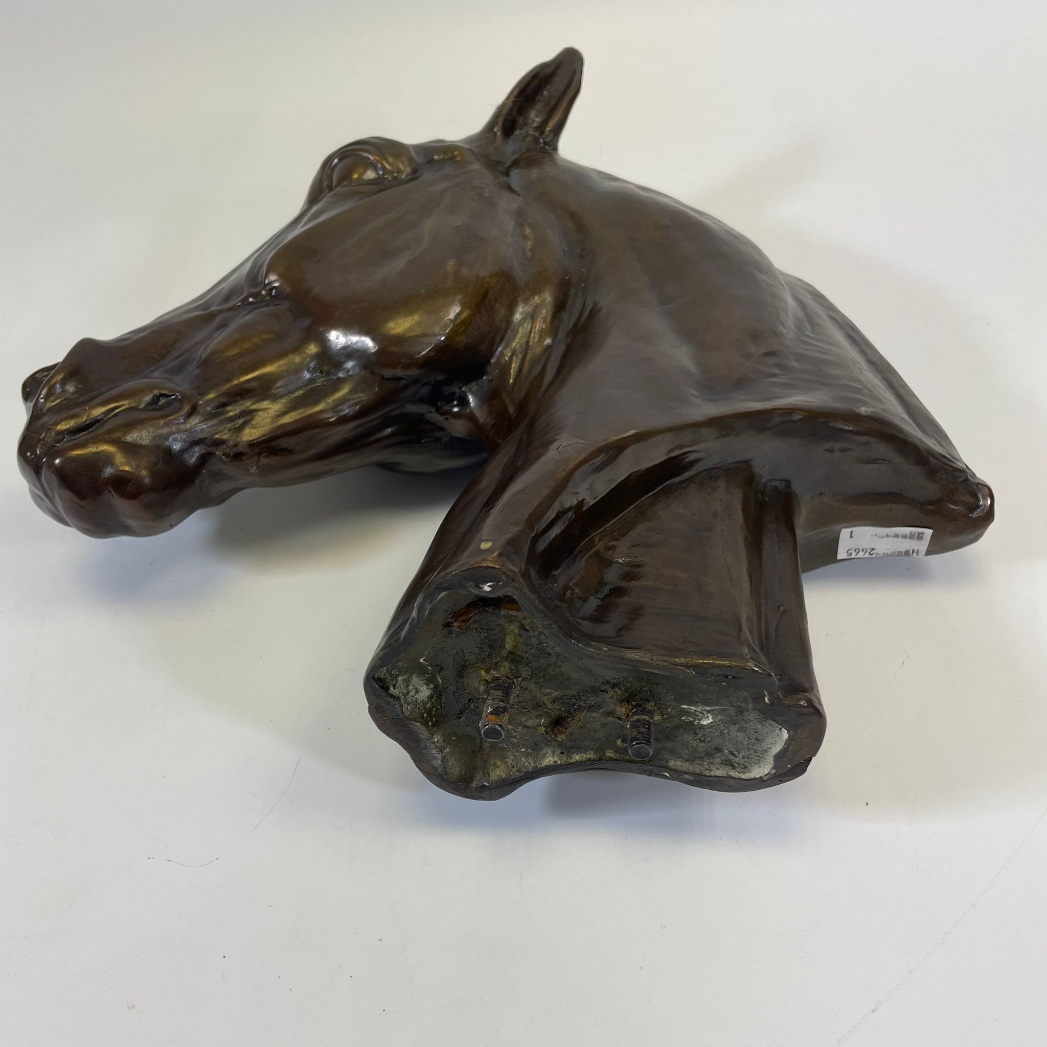 A bronze horses head after Albert Hinrich Hussmann (1874-1946) no. 1697/1.  29cm tall missing base - Image 2 of 6