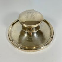 Large Sterling Silver lidded Inkwell with glass insert;1916-17