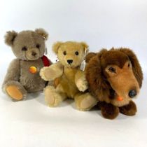 2 Steiff Mohair Teddy bears and a Steiff dog called Waldi.  53cm long all generally good