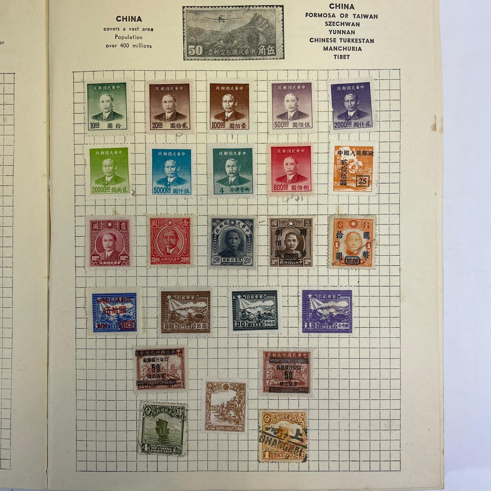 Three stamp albums including four pages of Chinese stamps - Image 9 of 14