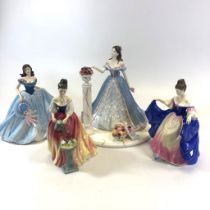 4 figures of ladies.  Consisting of large Coalport Rose Terrace figure (boxed with certificate of
