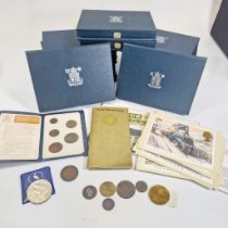 Twelve United Kingdom proof set coins dating 1983 to 1994 and other coins