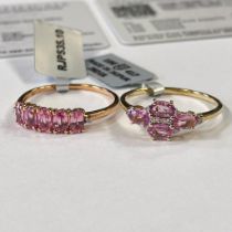 9ct Yellow Gold Pink Sapphire And Diamond Ring Together With Another 9ct Yellow Pink Sapphire And