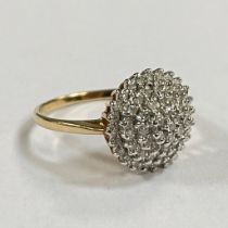 A 9ct yellow gold diamond cluster ring. Featuring an estimated 0.50 carats of diamonds.  Size P.