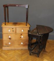 A Victorian pine chest of small proportions, with white ceramic knop handles, 77 x 84 x 45cm,