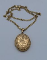 A Victorian revival 1970's 9ct gold locket and curb chain, gross weight approximately 16.0gm