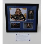 A framed signed photograph montage of Adele, with sports Legends certificate of authenticity, 43 x