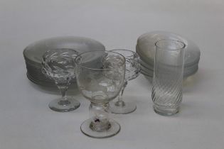 Assorted glassware, to include a set of Iitalla glass dinnerware, comprising large plates, small