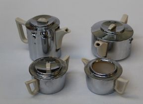 A 1950's Heatmaster Princess four piece tea-set, comprising a teapot, coffee pot, milk jug and sugar